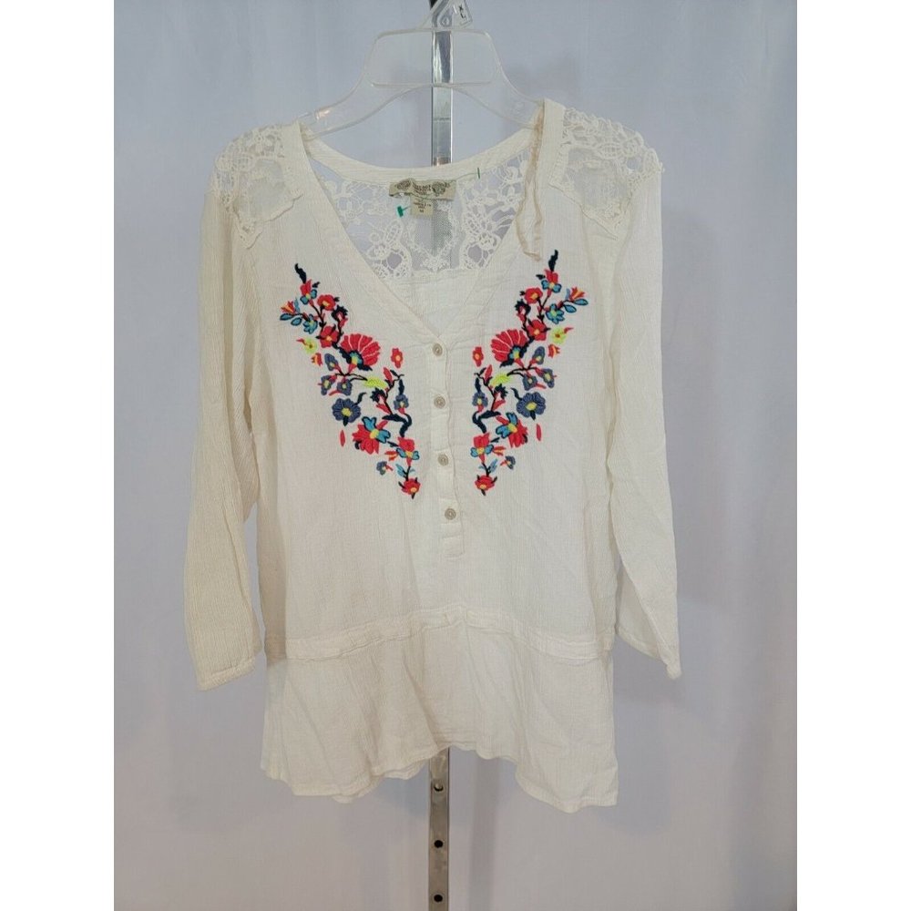 Vintage America Embroidered Cotton Blouse Size M - Picture 2 of 5